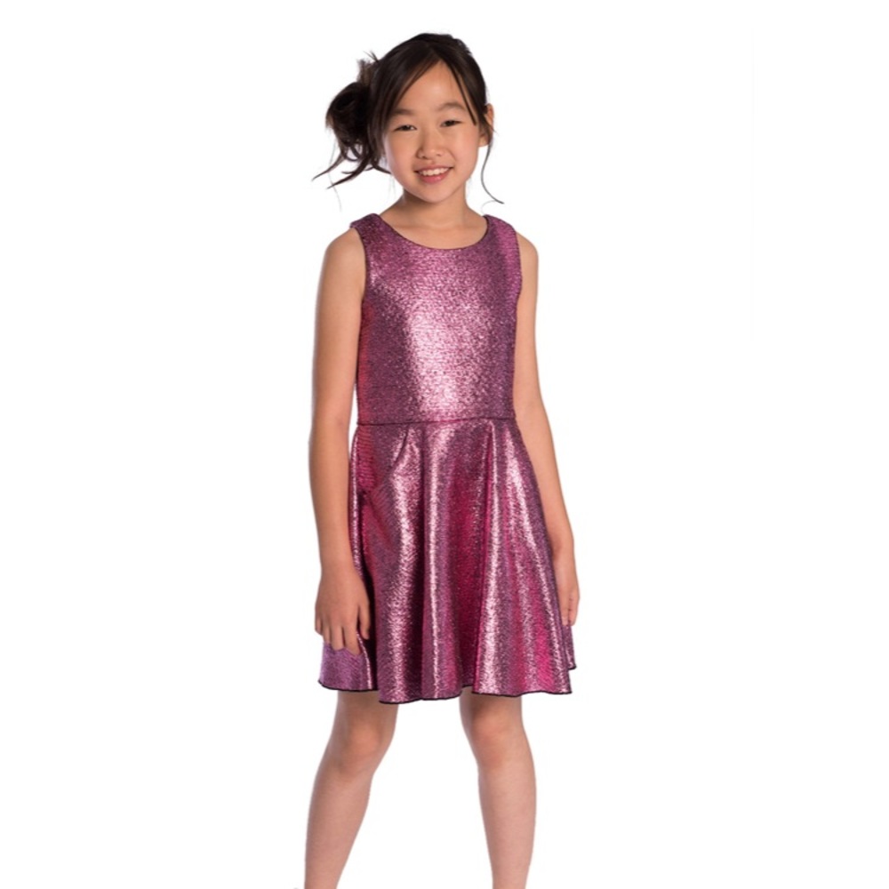 Zoe Metallic Keyhole-Back Dress